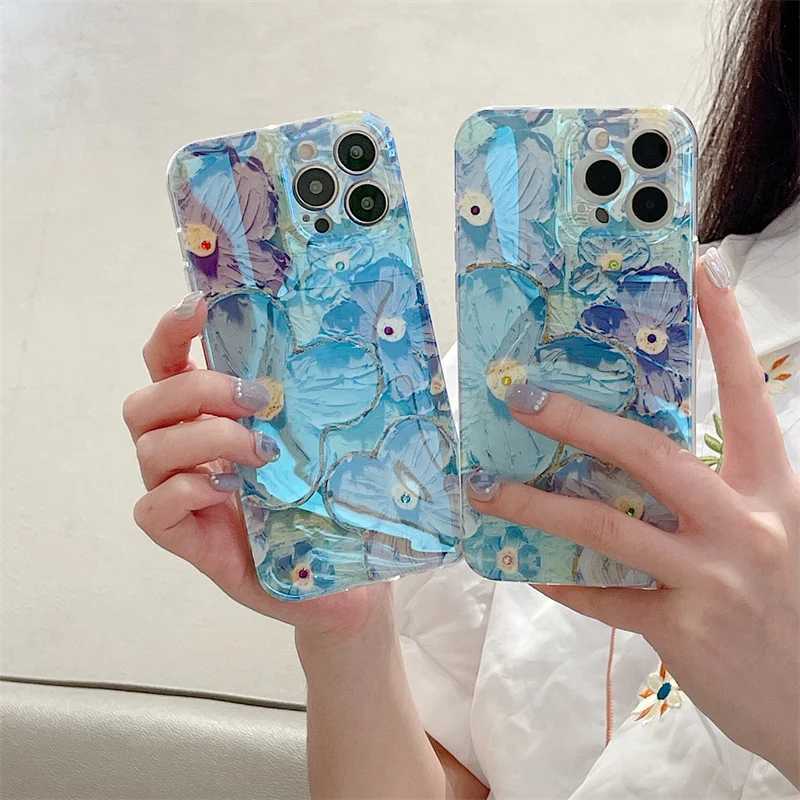 Cell Phone Bumpers Shockproof Phone Case For iPhone 15ProMax 14 13mini 12 11 Pro Max 15 14 Plus 14ProMax Painting Flowers Cover For iPhone15 Case Y240423