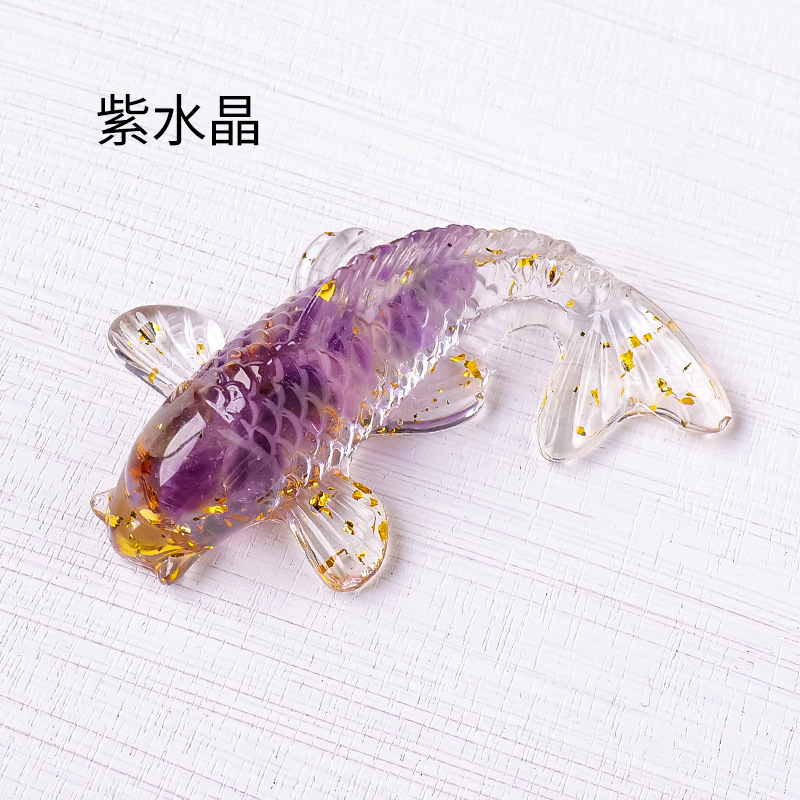 6x3.5cm de cascalho de cristal natural de cristal lucky koi peixe estatueta resina mini quartzo chique em estátua de carpa decoração de decoração de decoração de decoração de mesa de ornamento presente