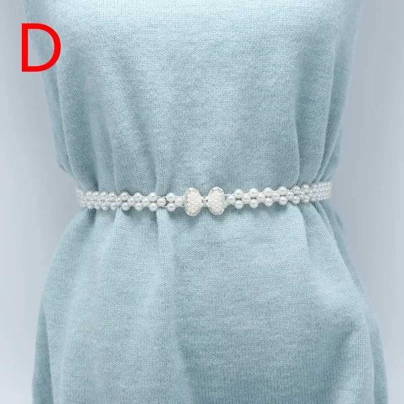 Cinture a catena della vita da donna Catena di perla in vita coreana Edizione Acqua Diamond Decoration Cintura alla moda e dolce Abito Elegante Cintura elastica