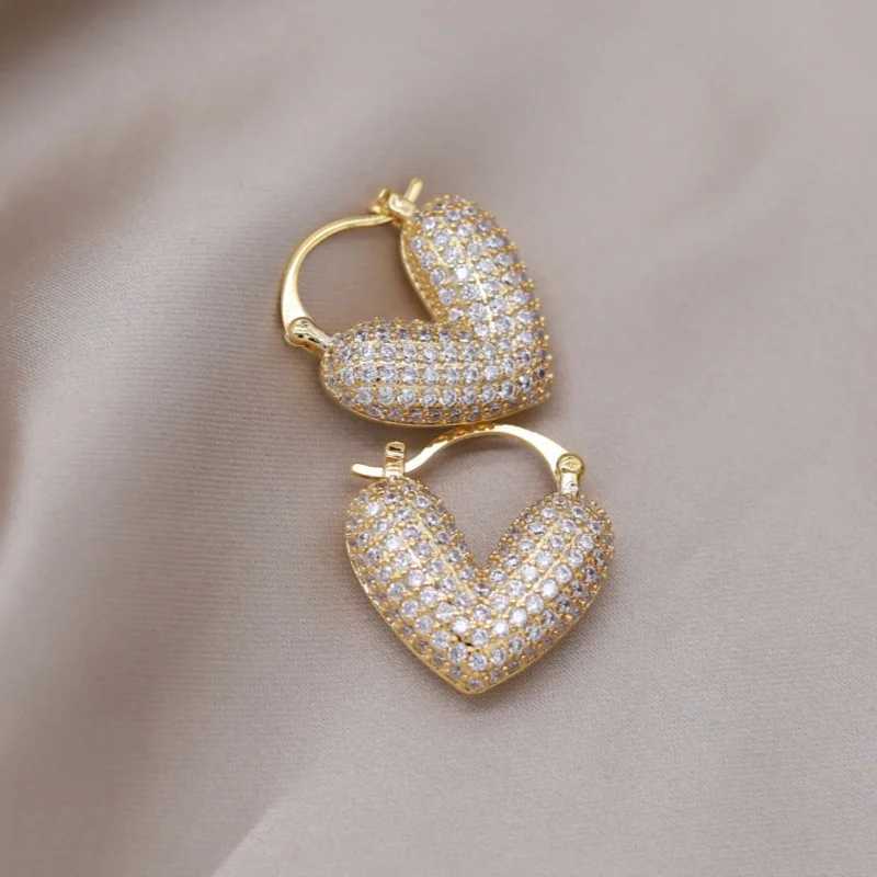 Charm 2024 Franse nieuwe design mode sieraden Gold Ploated Luxury All Zirkon Love Hoop oorbellen Elegante damesavondjurk Y240423