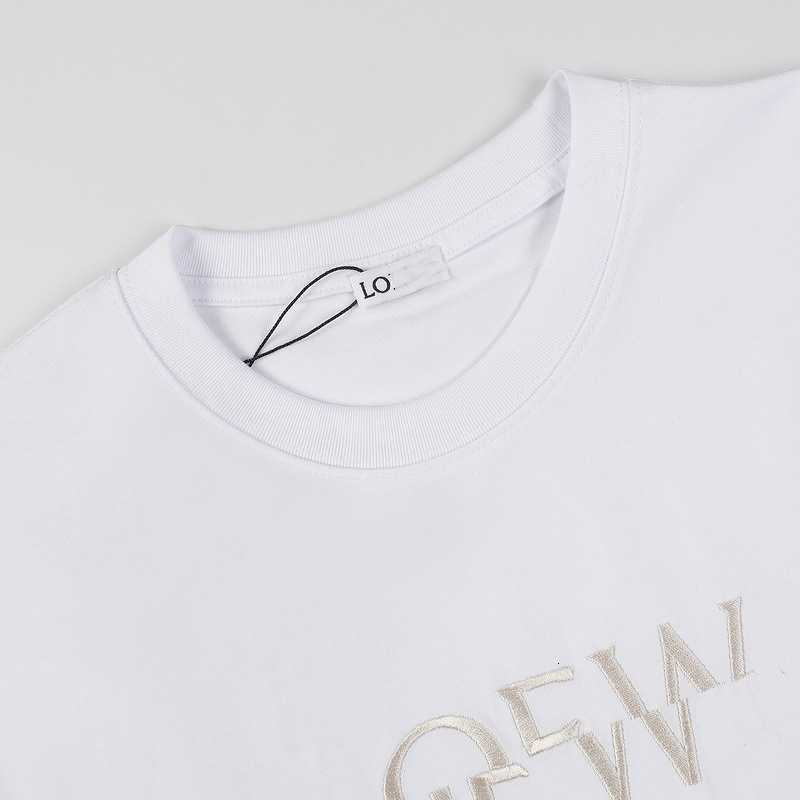 Męskie koszulki projektant prawidłowa wersja lo yiwei 2024 nowy model z skręconym i nieregularnym haftem z przodu, luźna koszulka z krótkim rękawem WFKG