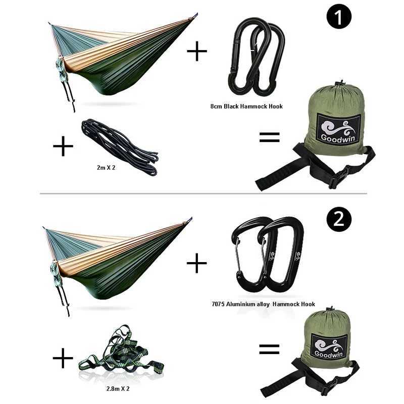 Camp Furniture Portable Nylon Parachute Tyg Single and Double Size Outdoor Camping Handing Garden Hammock Y240423