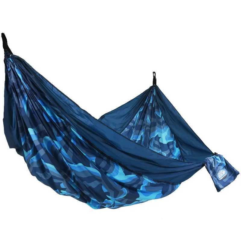 Camp Furniture 2P Travel Hammock Filtrato Blue Ombre Stampa viaggia in spalla in spina dorsale esterno interno Y240423