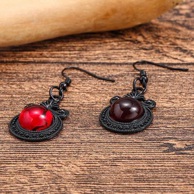 Charme Vintage Gothic Vampire Witch Boucles d'oreilles en rose noire pour femmes filles 2023 Creative Halloween Party Jielry Personnalise Accessoires Y240423