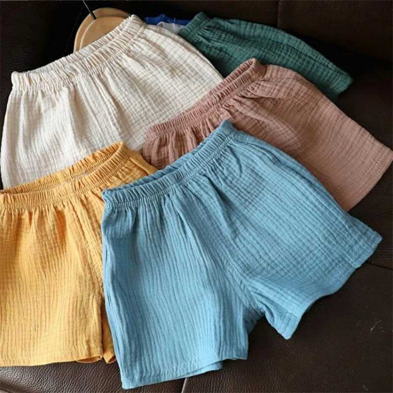 Shorts Baby Cotton Linen Summer New Childrens Five-point Pants Boys Girls Thin Breathable Short Boy Clothing H240423