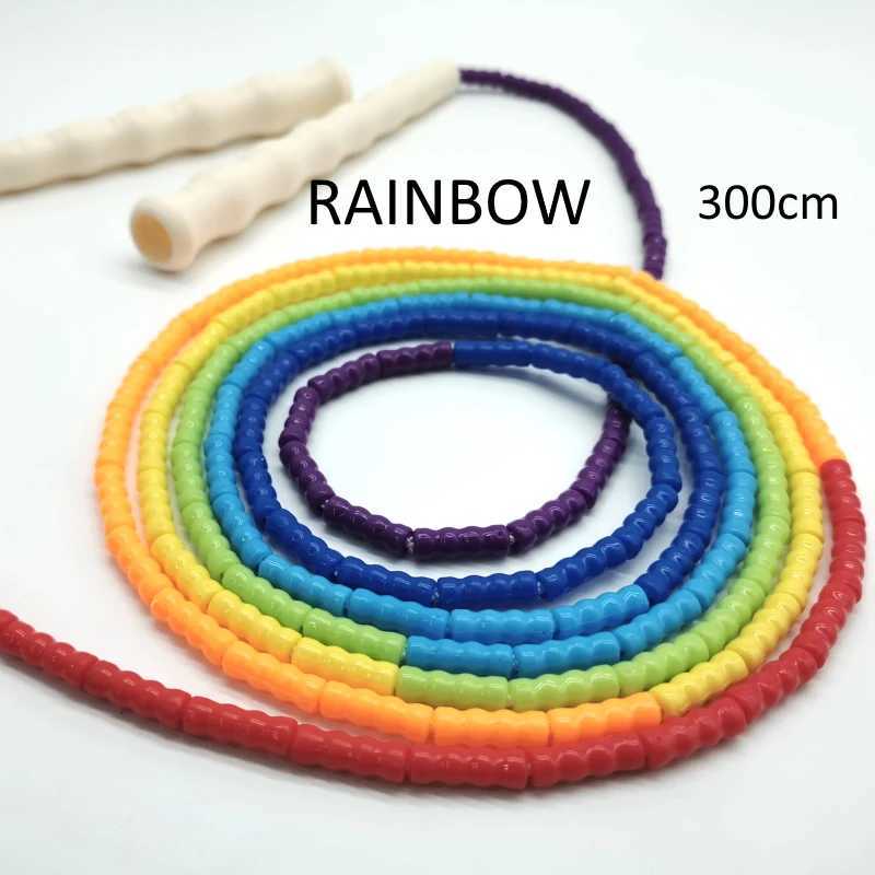 Liny skokowe Nevooloolate 2,2 m 2,4 m 2,6 m 3,6M 3,6M Rainbow Beats Kolorowe miękkie koraliki PVC dziecięce i dorosłe liny skokowe podwójne holenderskie skoki Y240423