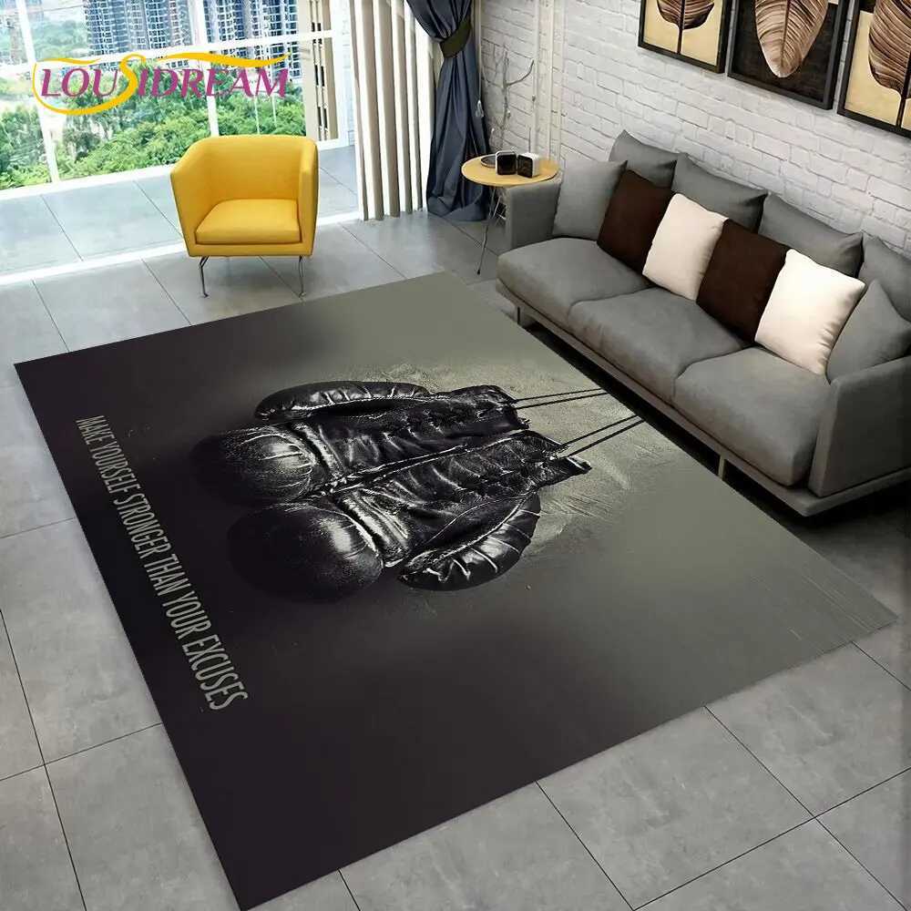Teppich 3d Boxhandschuhe Boxer Kampfbereich Teppich Largecarpet Teppich für Wohnzimmer Schlafzimmer Sofa Fußmatte DekorationKids Nicht-Schlupfbodenmatte T240422