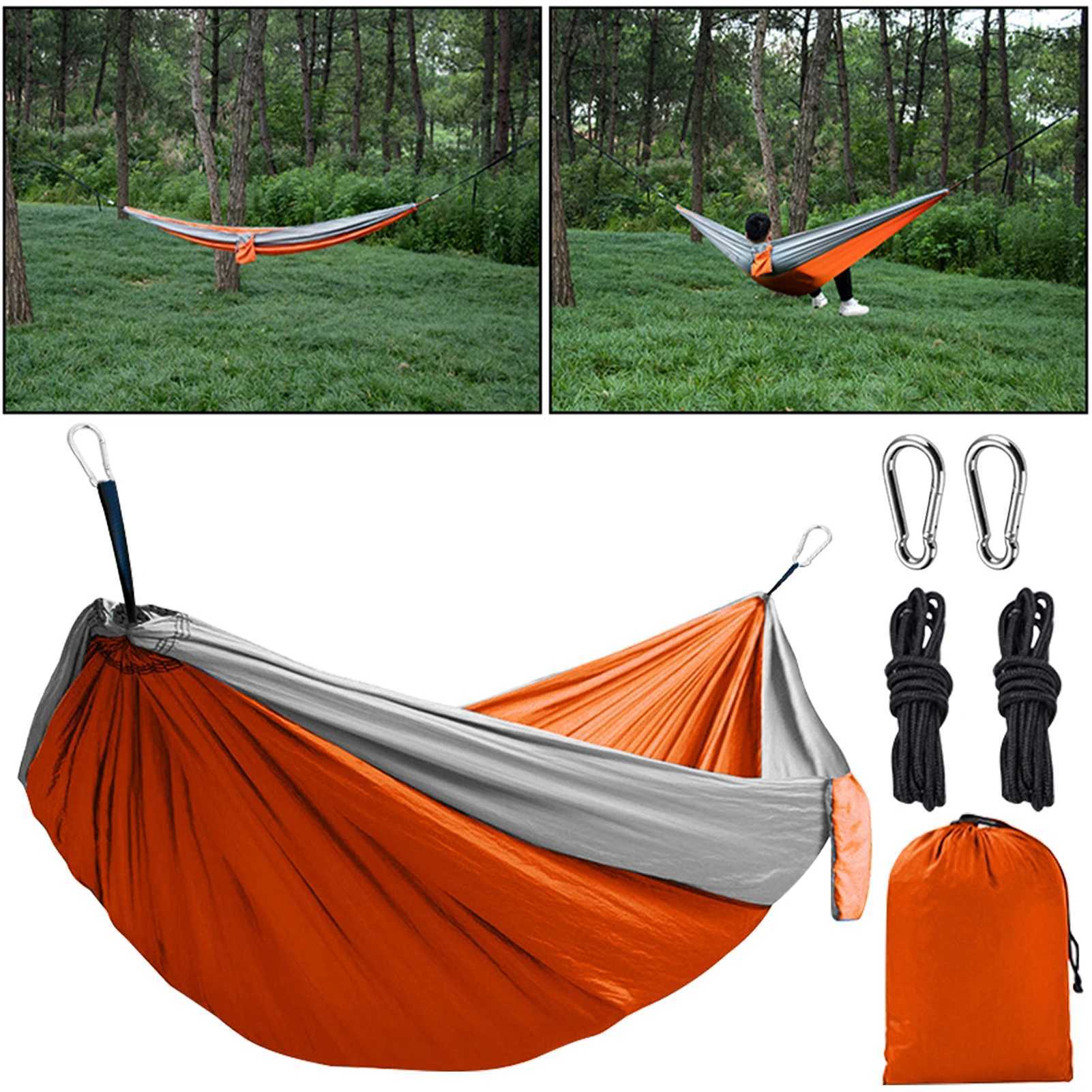 Camp Furniture High Strength Fabric Parachute Hammock Portable Outdoor Camping Swing Bed with Nylon Material Single eller Double Paraply Fabric Cam Y240423