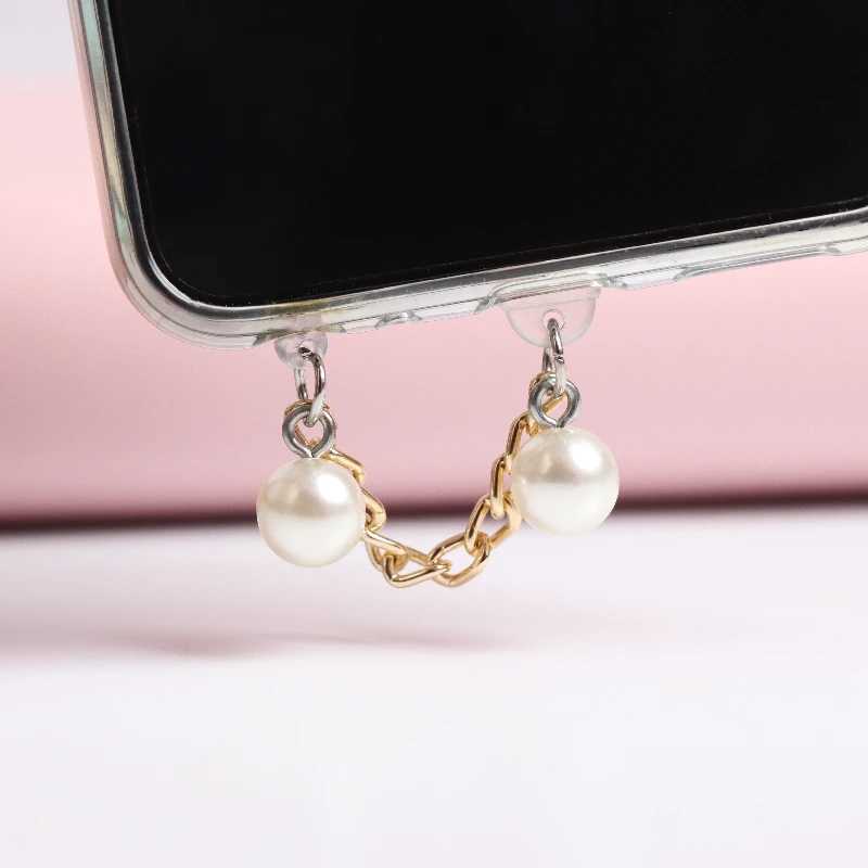 Cell Phone Anti-Dust Gadgets Pearl Dust Plug Charm Kawaii Phone Anti Dust Cap Earphone Jack Charge Port Plug For iPhone Usb C Dust Protection Stopper Y240423