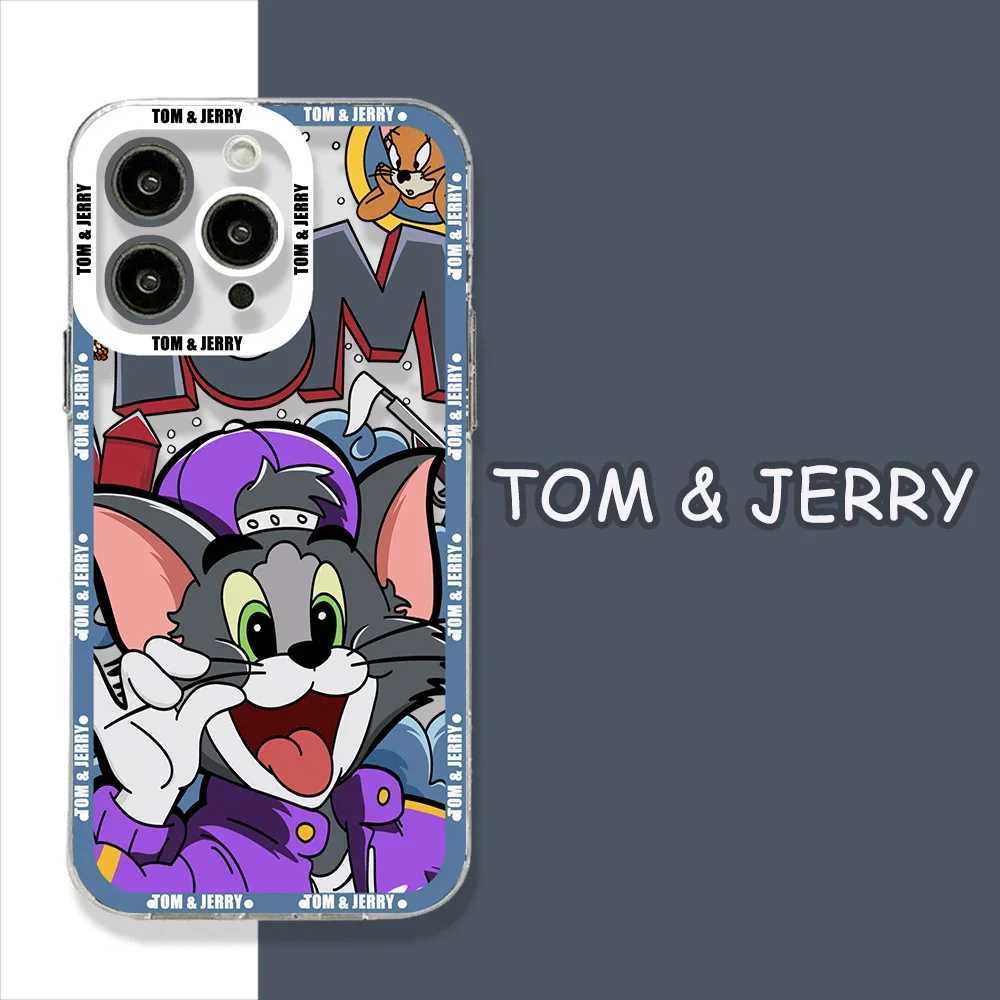 휴대폰 범퍼 J-Jerrys 마우스 톰 고양이 폰 케이스 iPhone 15 14 13 12 Mini 11 Pro Max X XR XS 6 7 8 SE20 Plus 소프트 실리콘 투명 커버 Y240423