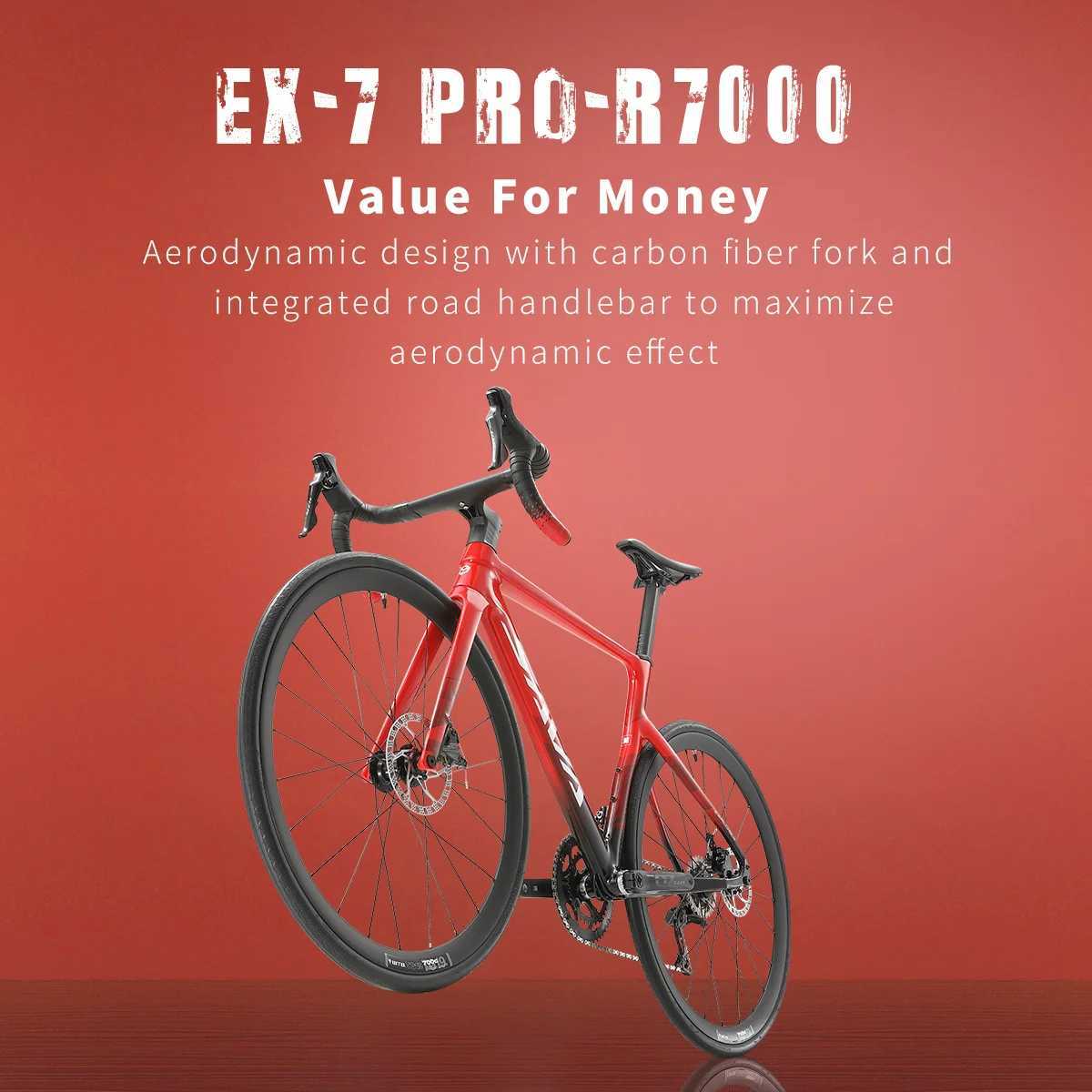 자전거 Sava Ex-7 Pro Road Racing Bike with Shiman0 105 R7000 22 스피드 키트로드 레이싱 자전거 성인 자전거 Y240423