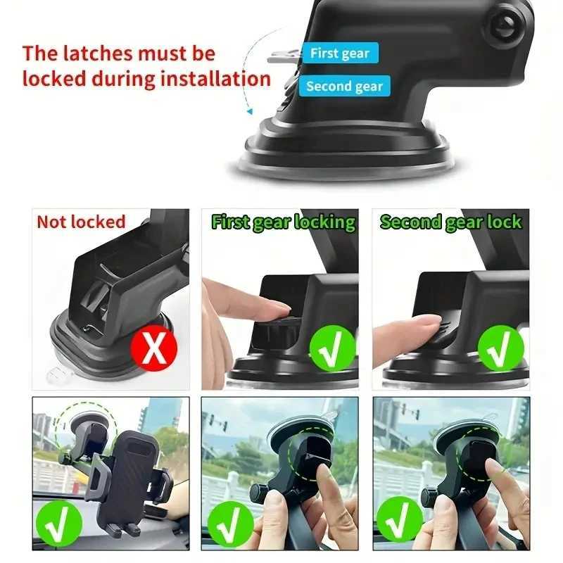 Cell Phone Mounts Holders Car Universal Hands-Free Suction Cell Phone Holder For Car Dashboard Air Vent Car Phone Holder Mount Y240423