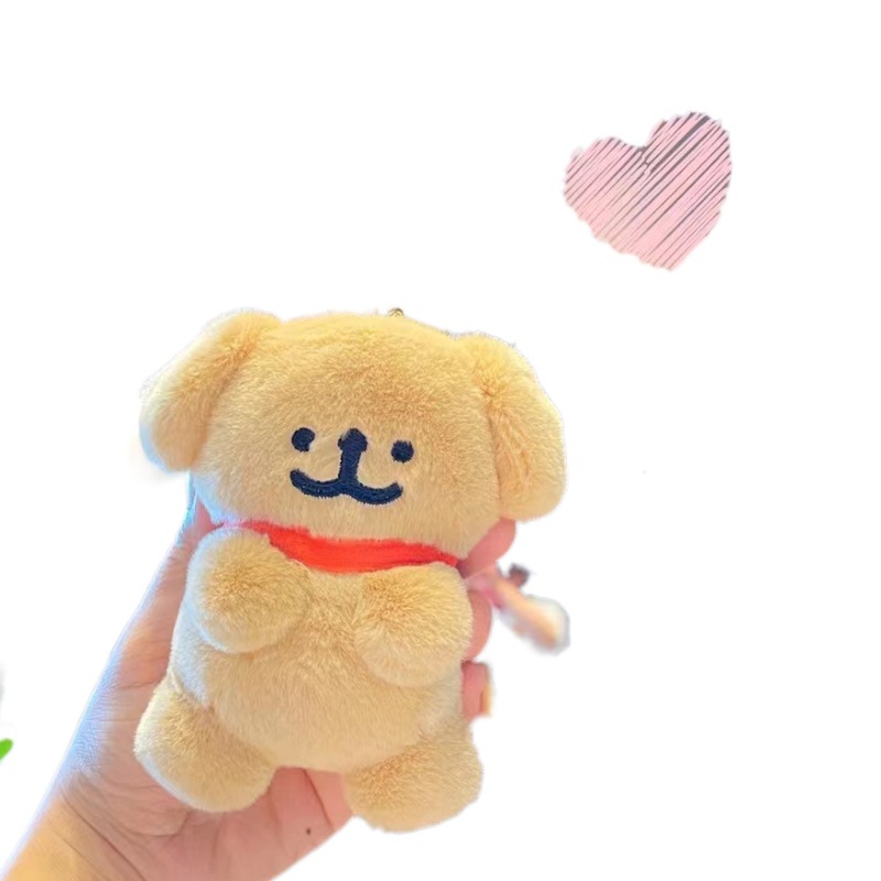 Strands Cute Cartoon Heart hugging Dog Plush Pendant Couple Puppy Doll Keychain Bookbag Pendant Small Doll Wholesale