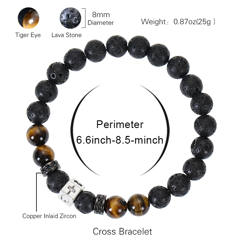 Natuurstone kraal Kruisarmband Handgemaakte blauwe tijgeroog Zwart Matte armbanden voor mannen vrouwen charma genezende yoga -kaart sieraden