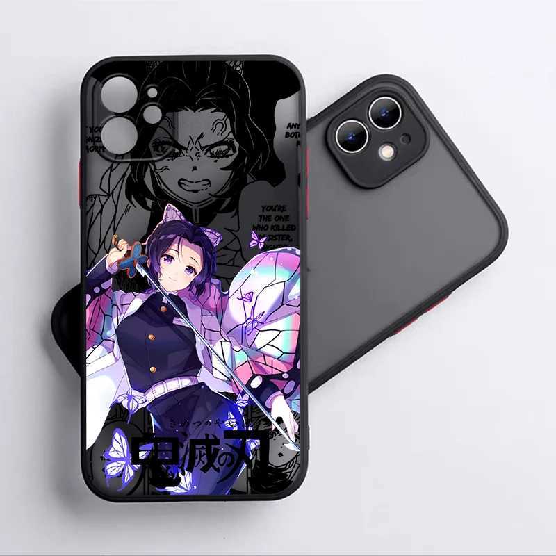 BURLE CELLE PHELLE PHELLE DEMON Slayer Anime iPhone 15 14 13 12 Mini 11 XS XR X 8 7 Pro Max Plus TPU Custodia telefono traslucido smerigliato Y240423