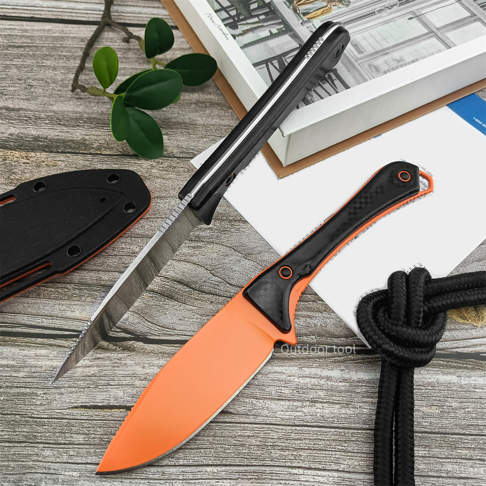 BM 15201 Altitude Fixed Blade Knife Orange DLC/Stonewashed Blade Nylon Fiber Handtag med mantel utomhusöverlevnad Taktiska raka knivar 15002 15017 15006 535