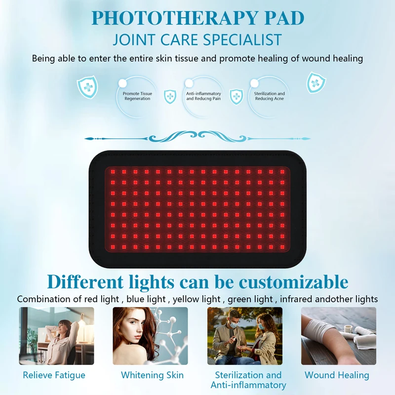 Pads KTS 384 Diodes Red Light Therapy Belt for Pain Relief Heat Pad 660 830 880nm Wearable Wrap for Muscle Back Knee Shoulder Pain