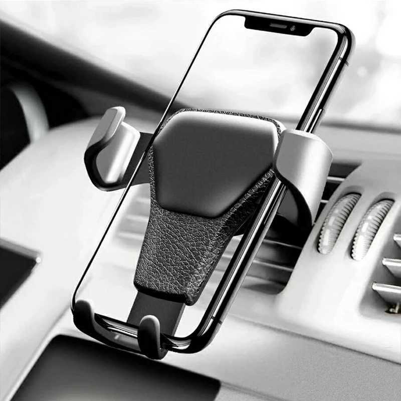 Mobiltelefonfästen Holders Universal Gravity Auto Phone Holder Car Air Vent Clip Mount Mobiltelefon Holder Mobiltelefonstöd för iPhone för Samsung Y240423