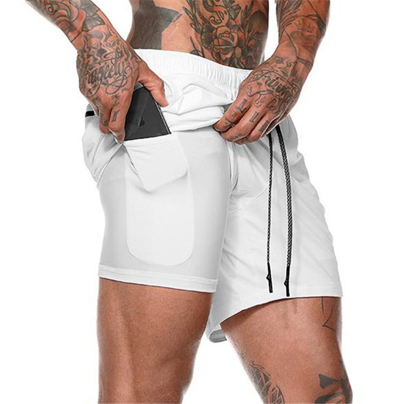 Esportes masculinos shorts duplos de camadas duplas shorts de camada dupla para treinamento de fitness esportivos para montanhismo ao ar livre seco rápido de basquete apertado de basquete