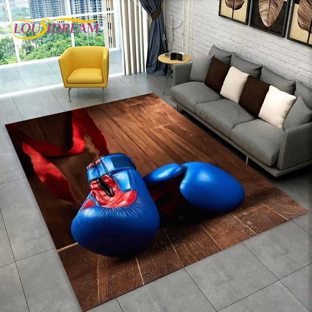 Tapijt 3D bokshandschoenen Boxer Fight Area Rug Largecarpet Tapijt voor woonkamer Slaapkamer Sofa Doormat Decorationkids Non-slip vloer MAT T240422