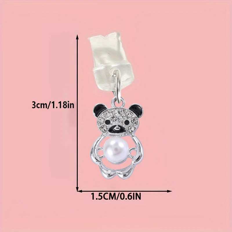 Cell Phone Anti-Dust Gadgets Mobile phone dust plug cute little bear pearl inlaid diamond alloy pendant jewelry Y240423