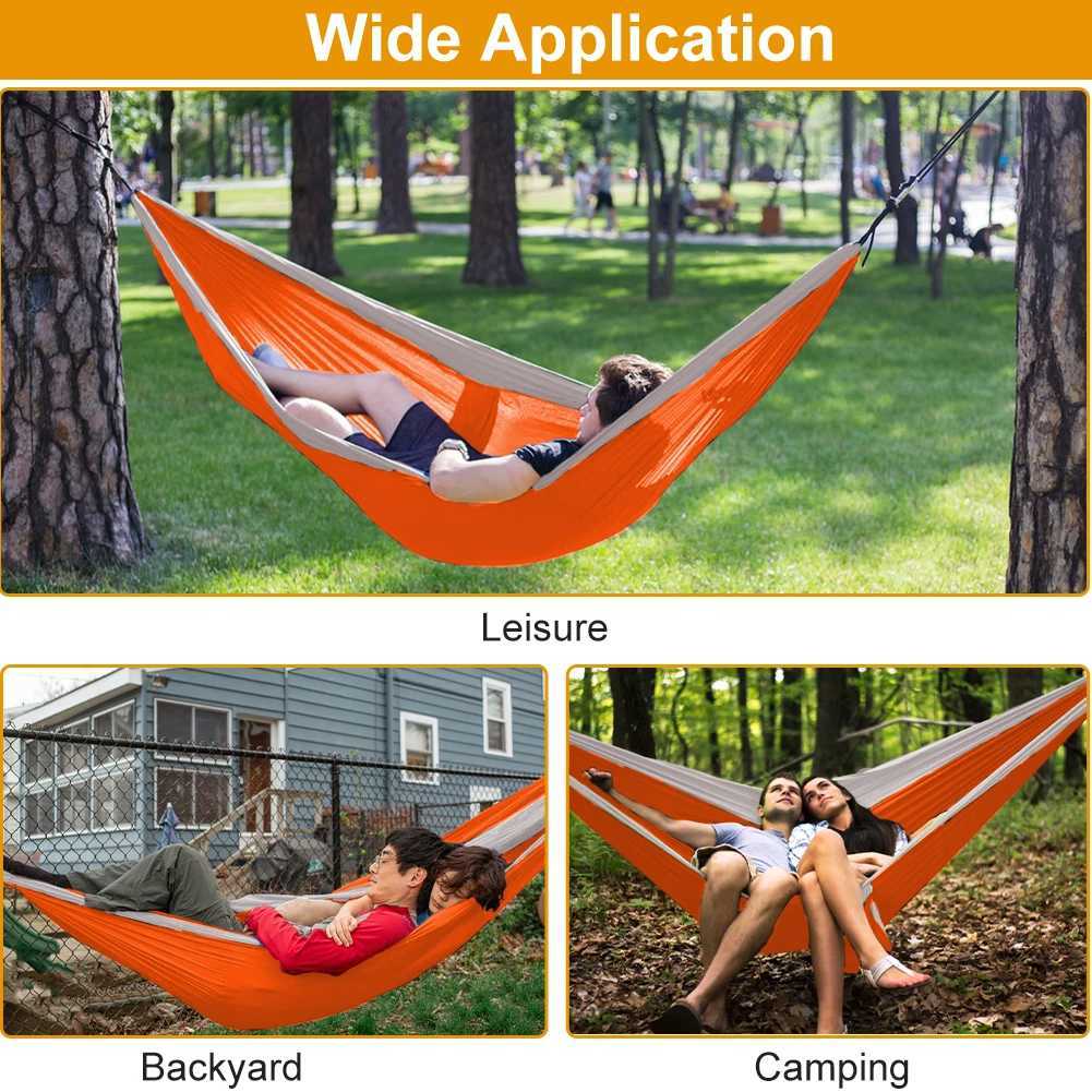 Camp Furniture High Strength Fabric Parachute Hammock Portable Outdoor Camping Swing Bed with Nylon Material Single eller Double Paraply Fabric Cam Y240423