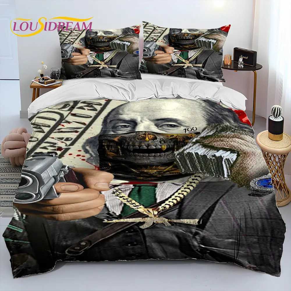 Beddengoed stelt 3D illusie dollar euro geldpatroon beddengoed setduvet cover bed set quilt cover caseKing q maat beddening set volwassen kind t240422