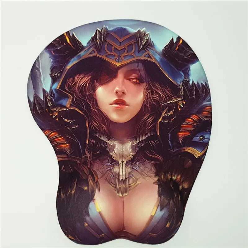 Mouse Pads Wrist Rests Human Warlock 3D Soft Breast Chest Gaming Mouse Pad with Wrist Rest Silicone Gel Filled H2.8cm Y240423