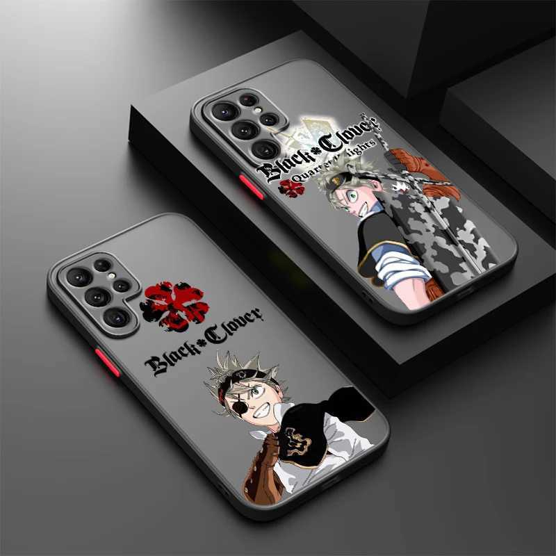 Téléphone cellulaire Bumpers Black Clover Anime mignon pour Samsung S24 S23 S22 S21 S20 S10 Fe Note 20 10 Ultra Lite Plus Fixted Translucent Phone Case Y240423