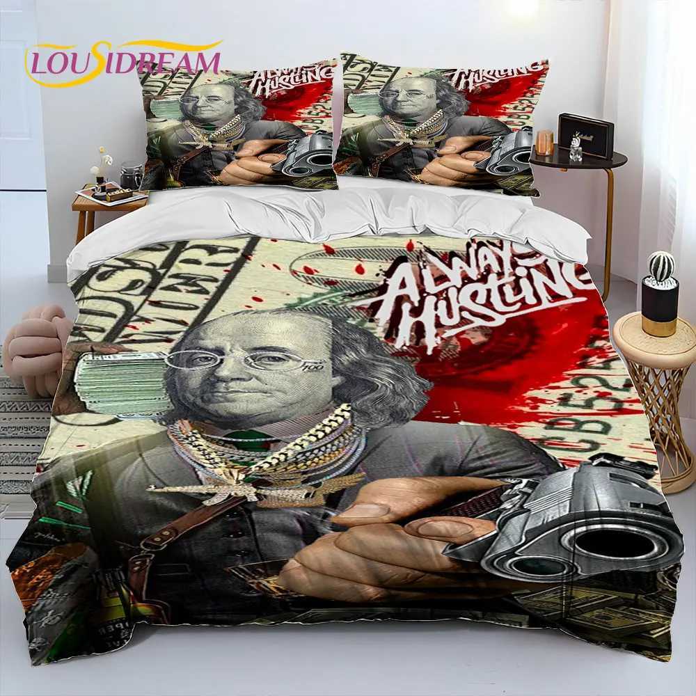 Beddengoed stelt 3D illusie dollar euro geldpatroon beddengoed setduvet cover bed set quilt cover caseKing q maat beddening set volwassen kind t240422