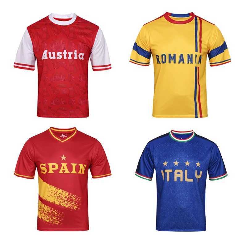 Fans Tops Tees European Cup Italien Fußballhemd Schnell trockener Polyester Spanien Fußball -Trikot -Männer Fußball Sport tragen Custom Name Soccer Uniform Y240423