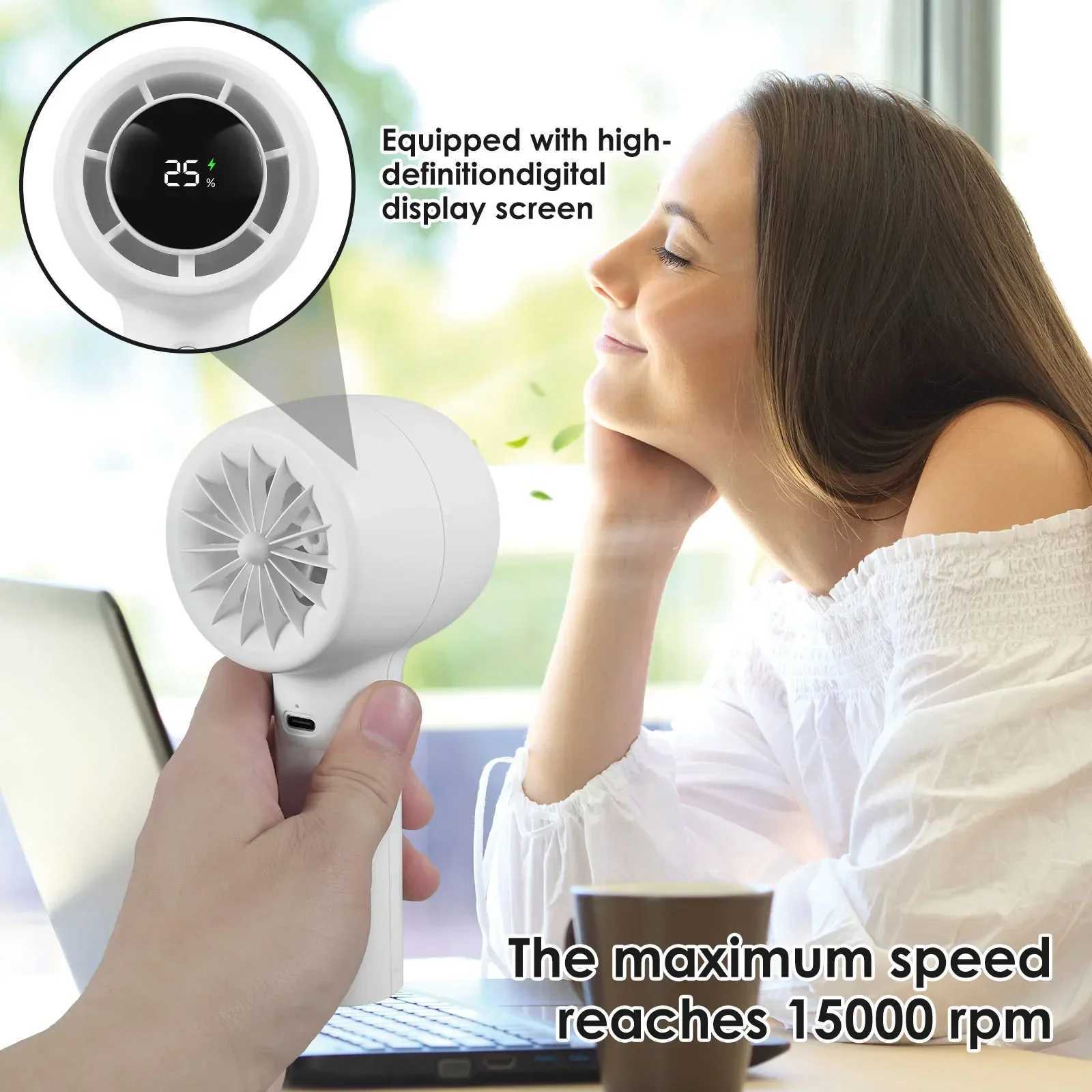 Autres appareils Fan portable portable 2000mAh USB Charging Mini ventilateur Air Air avec affichage numérique de 100 ventilateurs électriques à vitesse de vent Nouveau J240423 J240423