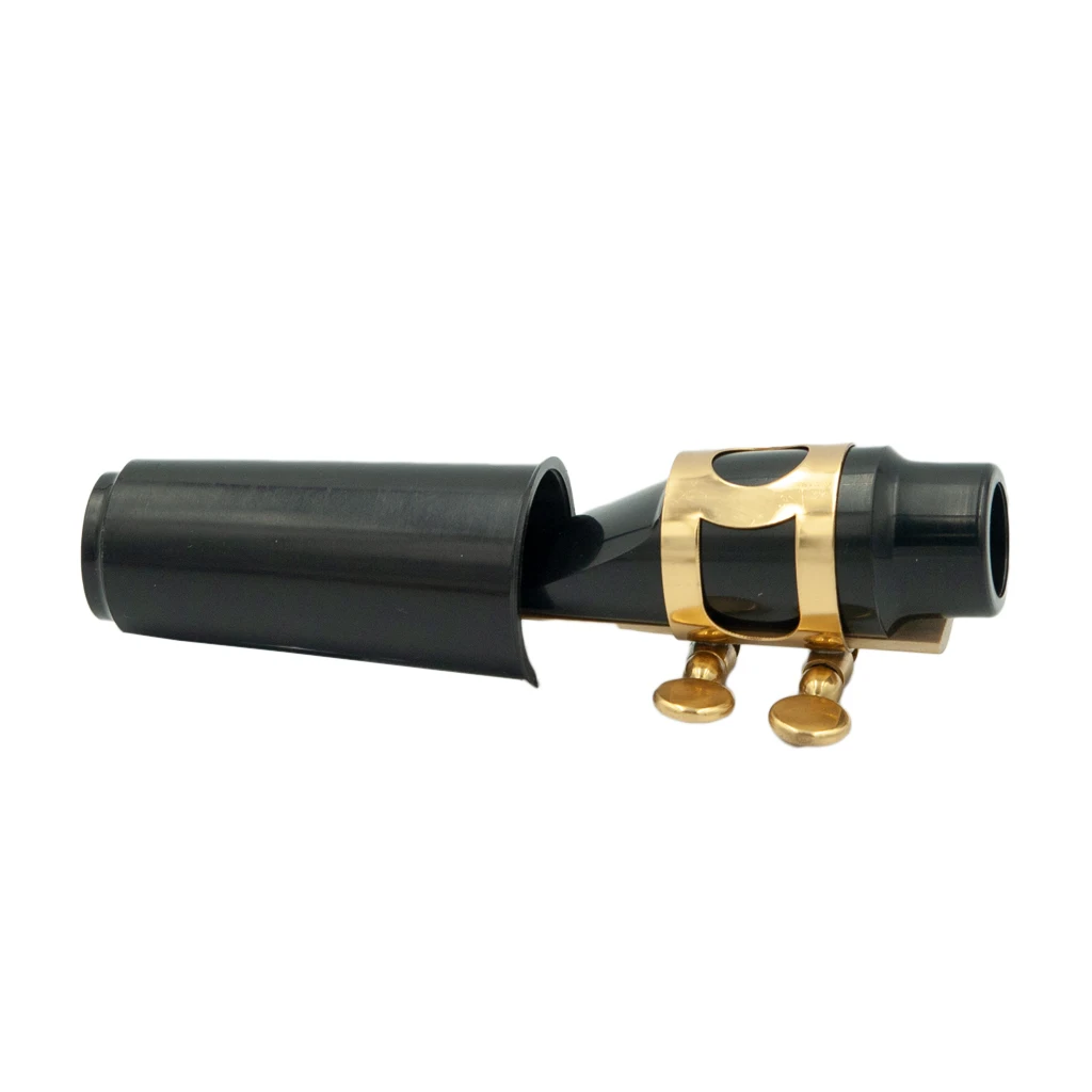 サクソフォンLommi Bakelite Soprano Saxophone Mouthpoite Black w/ Metal Ligature and Cap for Treble Saxophone部品アクセサリー