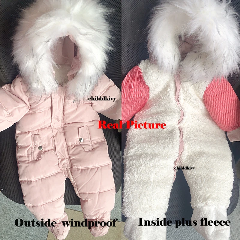 Sets Newborn Baby Jumpsuit Thicken Warm With Gloves Foot Covers Winter Boys Snowsuit Coat Inside Fleece Infant Overalls Girl Clothes