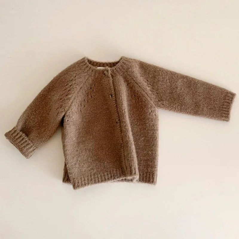 Zonnebrillen herfst nieuwe babyjongens meisjes jas baby trui peuter gebreide vesten nakomelijk geboren brearwear longsleeve katoenen baby jas tops