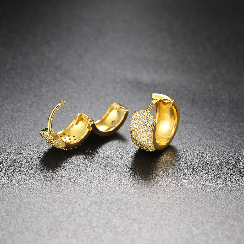 Women Thick Huggie Hoop Earrings, 14K Plated Gold Dainty Cubic Zirconia Huggie Hoops Cute Earring Minimalist Jewelry Gifts for Lady