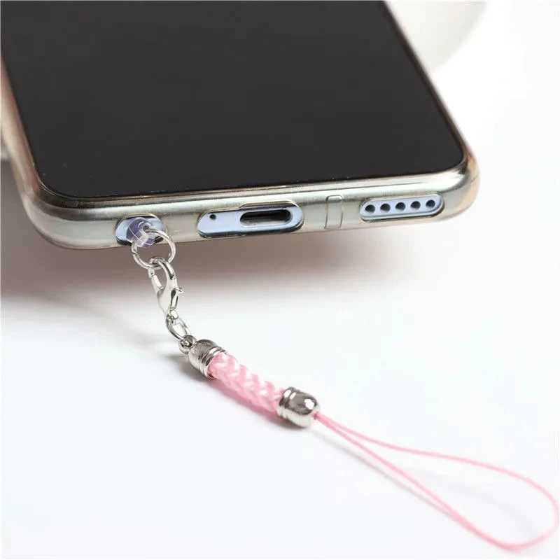 Mobiltelefon Anti-dammtillgångar Lanyard Dust Plug Charm Kawaii 3,5 mm hörlurar Anti Damm Plug-mobiltelefonladdning Port Plug Dust Cap Söt för iPhone 6 6S Y240423