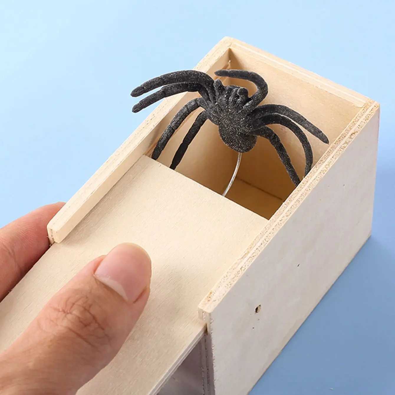 Decompression Toy -Wooden Prank Trick Practical Joke Home Office Scare Toy Box Gag Spider Parents Friend Funny Play Joke Gift Surprising Bo d240424