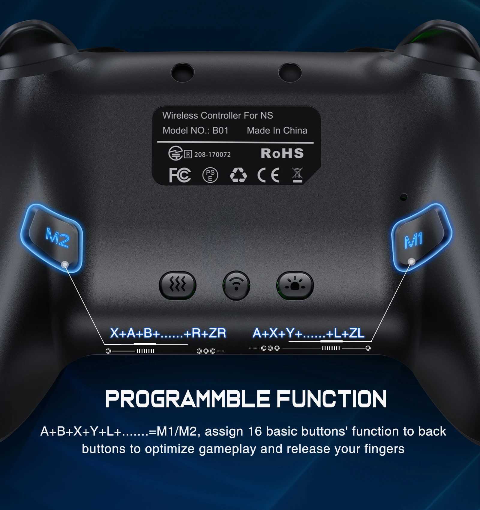 Contrôleurs de jeu Joysticks Contrôleur sans fil pour Switch Oled Console Pro GamePad avec une fonction turbo programmable de batterie rechargeable de 600mAh D240424