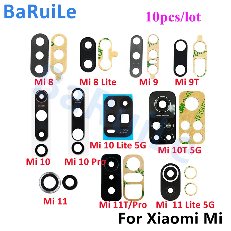 Câbles Baruile arrière de la caméra arrière Couvercle de verre avec adossie pour Xiaomi Mi 10 Lite MI 9t 10 8 Lite 9 SE 10T Pro 11t