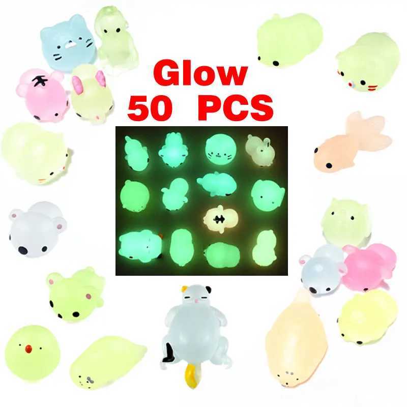 Toy di decompressione 5-Nuovo Glow Kawaii Toys carino Animal Animalcess Decompressione Mochi Toy Squari Squishi Strening Sollievo divertente Toi di regalo D240424