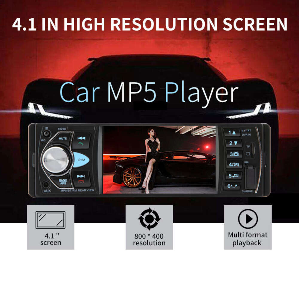 Car 1Din stéréo MP5 MP3 Bluetooth Radio FM USB Autoradio 4,1 pouces Support arrière View Mirrolink Contrôle du volant