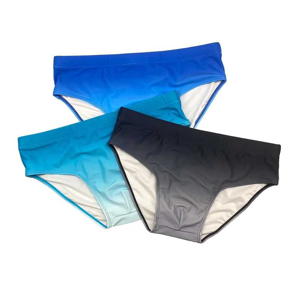 Swimwear Gradient Color Color Mens Mens Swim Sweet Sexy Low Waist Swimswear Pad Pouch Beach Surfing Trunks American American Popular Bathing Fissure D240424