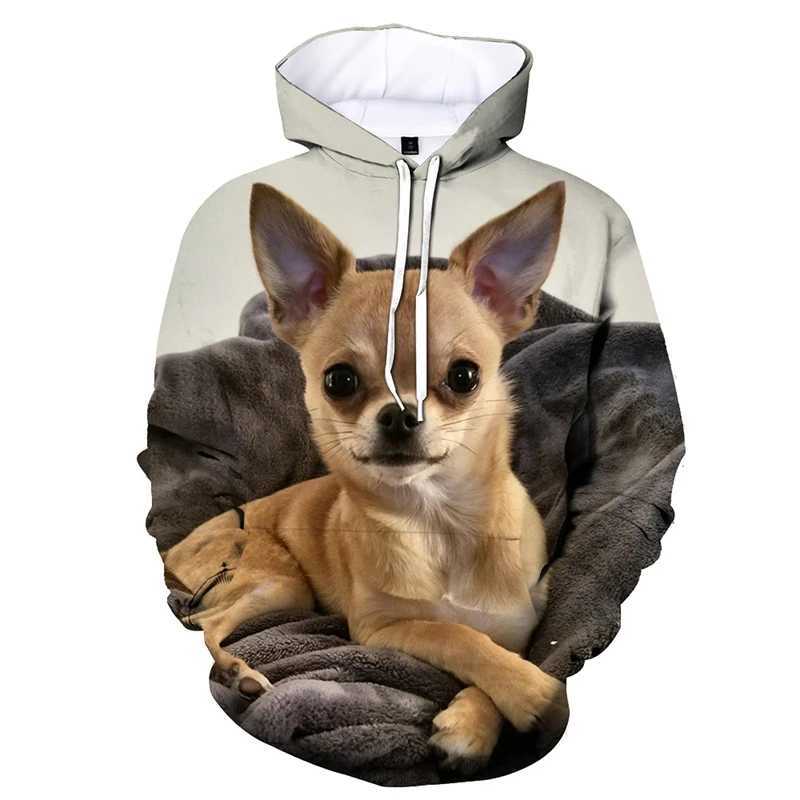 Sweats à capuche masculine Swetshirts Animal Dog Chihuahua 3d Sweat à capuche imprimé Hommes Homme à sweat décontracté Pillur