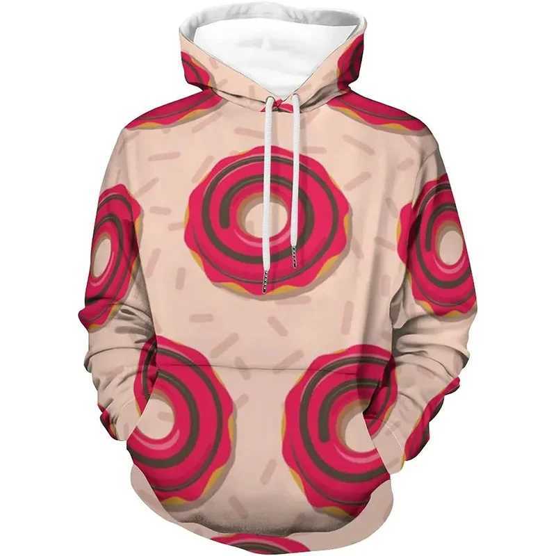 3Z03 Men's 3D Sweets Chocolate Donut Printing Hoodies för män barn mode streetwear hooded tröjor vinter unisex y2k rolig hoodie 240424