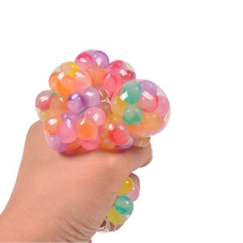 Decompression Toy Creative New Decompression And Ventilation Grape Ball Toys Tricolor Colorful Beads Grape Ball Pinch Le Childrens Toys d240424