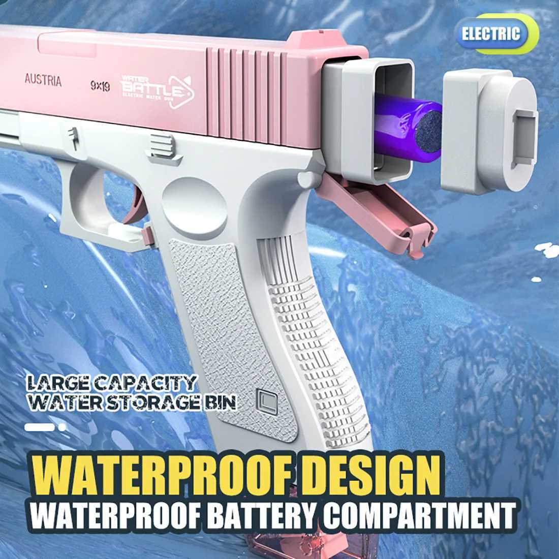 Toyadores de pistola Glock Electric Water Gun Burn Automatic Burn New Summer Beach Wathing Vacation Water Fight TOLL2404