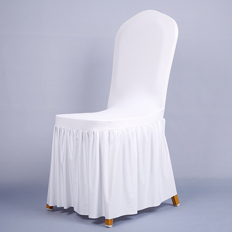 Chair Skirt Cover Wedding Banquet Chair Protector Slipcover Decor Pleated Skirt Style Chair Covers Elastic Spandex