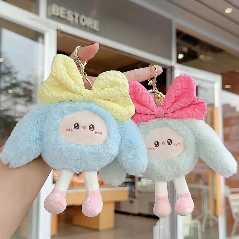 Schattige en schattige konijnenpop hangers cartoon Little Rabbit Plush Doll Keychain Bag hanger geschenk Groothandel