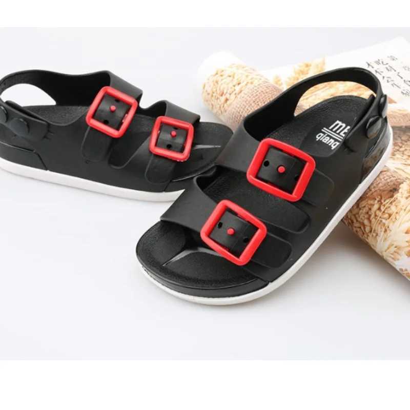 Slipper Children Sandals 2024 Summer Soft Bottom PVC Buckle Anti-skid Kids Shoes Boys Girls Open-Toe Beach Sandale 1-5Y A0104L2404